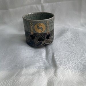 Vintage Japanese Somayaki Soma Ware Double Walled Gold Heart Cups Mug Tea Sake